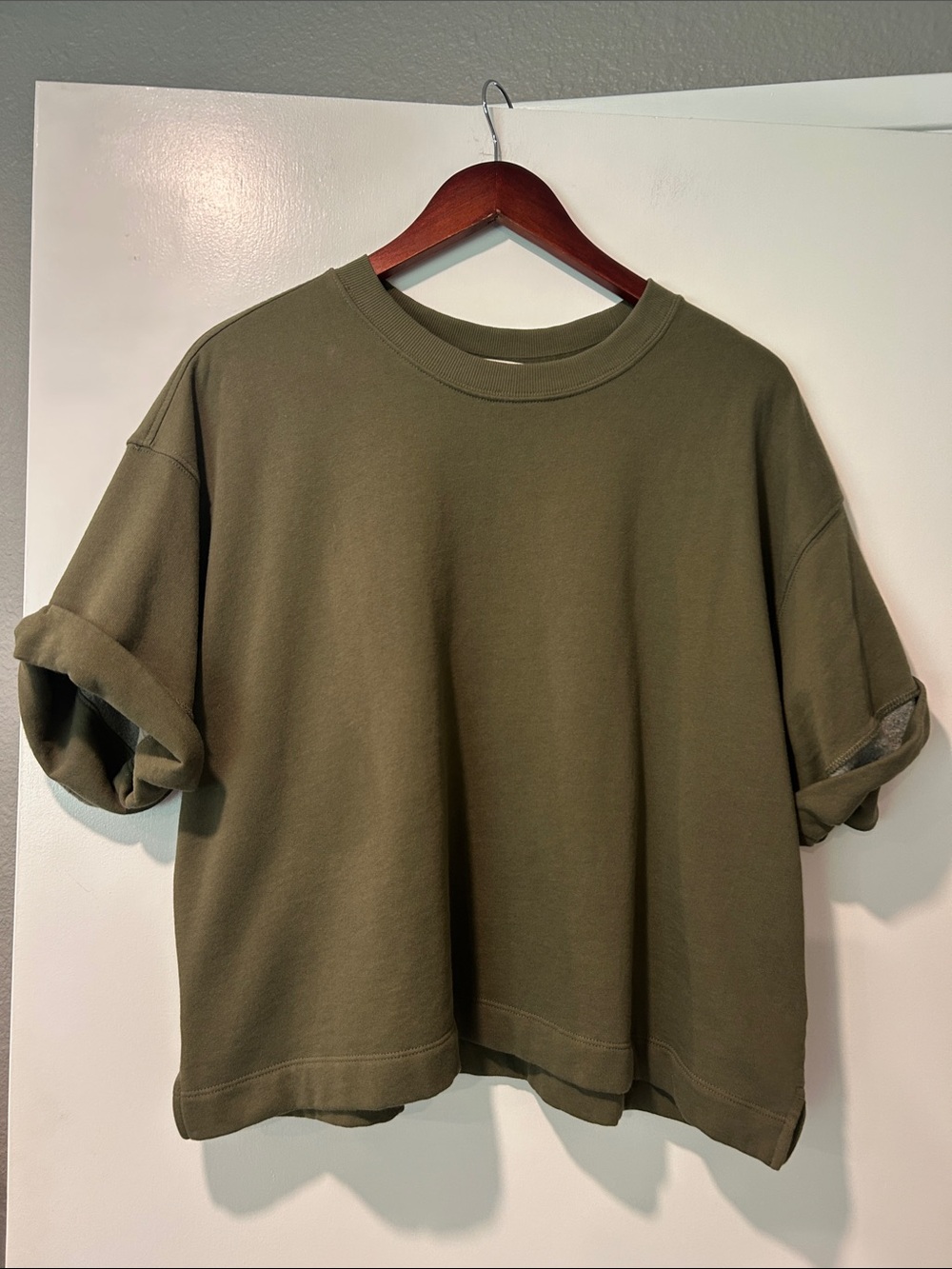 Madewell Sweatshirt Tee in Faded Ivy Green Size Large - Picture 2 of 6